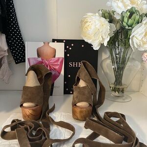 Free People Brown Suede Platform Heels